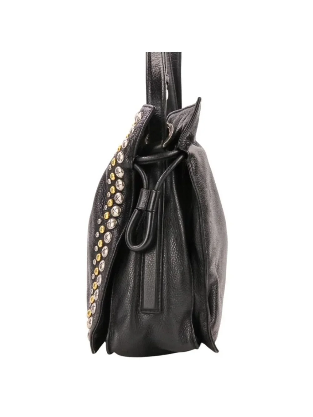 Loewe Flamenco Studs Leather Shoulder Bag Black